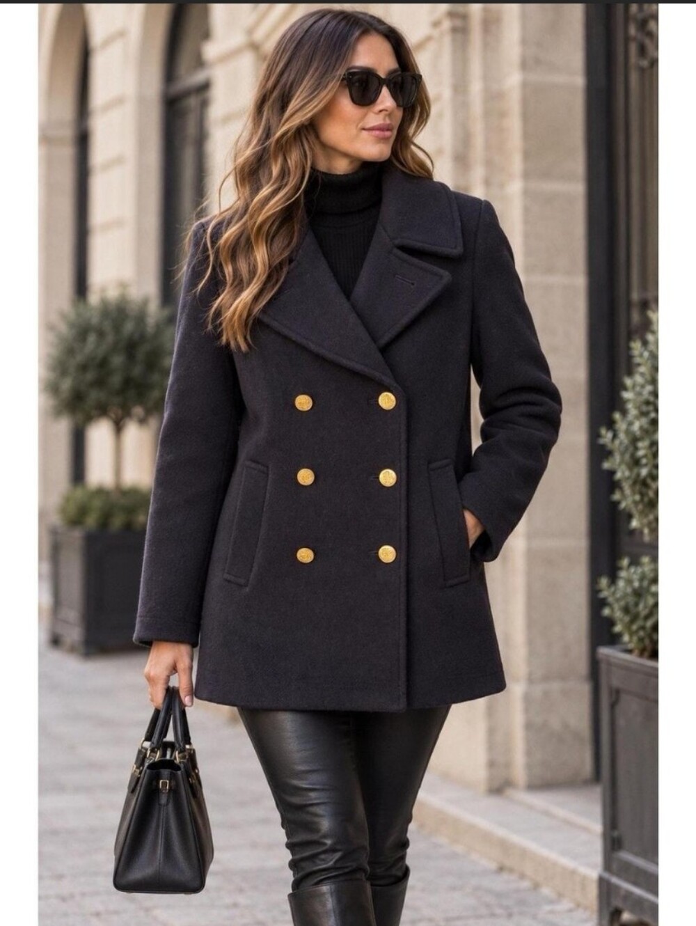 J Crew Stadium Cloth Nello Gori Wool Blend Peacoat 8 Tall Navy Double Breasted